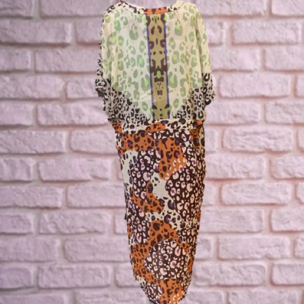 Cabi Multicolor Leopard Kimono Style Midi Dress - Picture 10 of 16